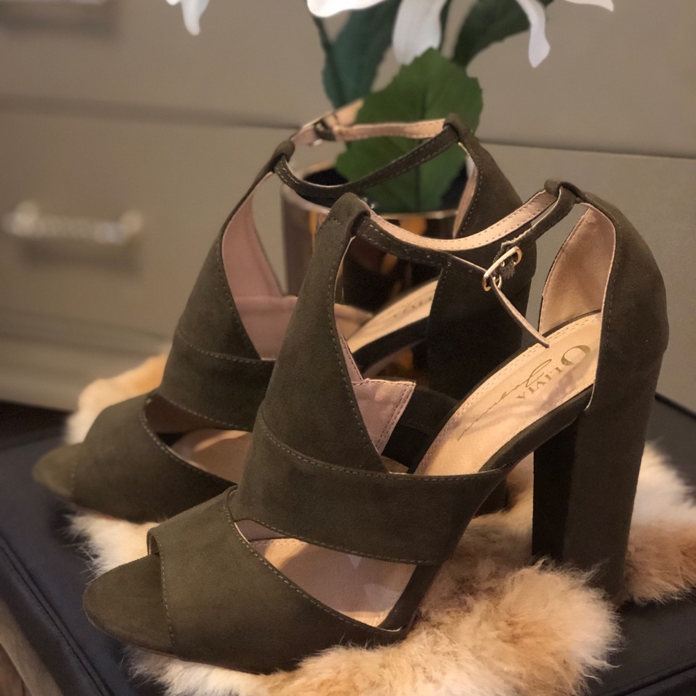 Olivia furgerson olive suede heels